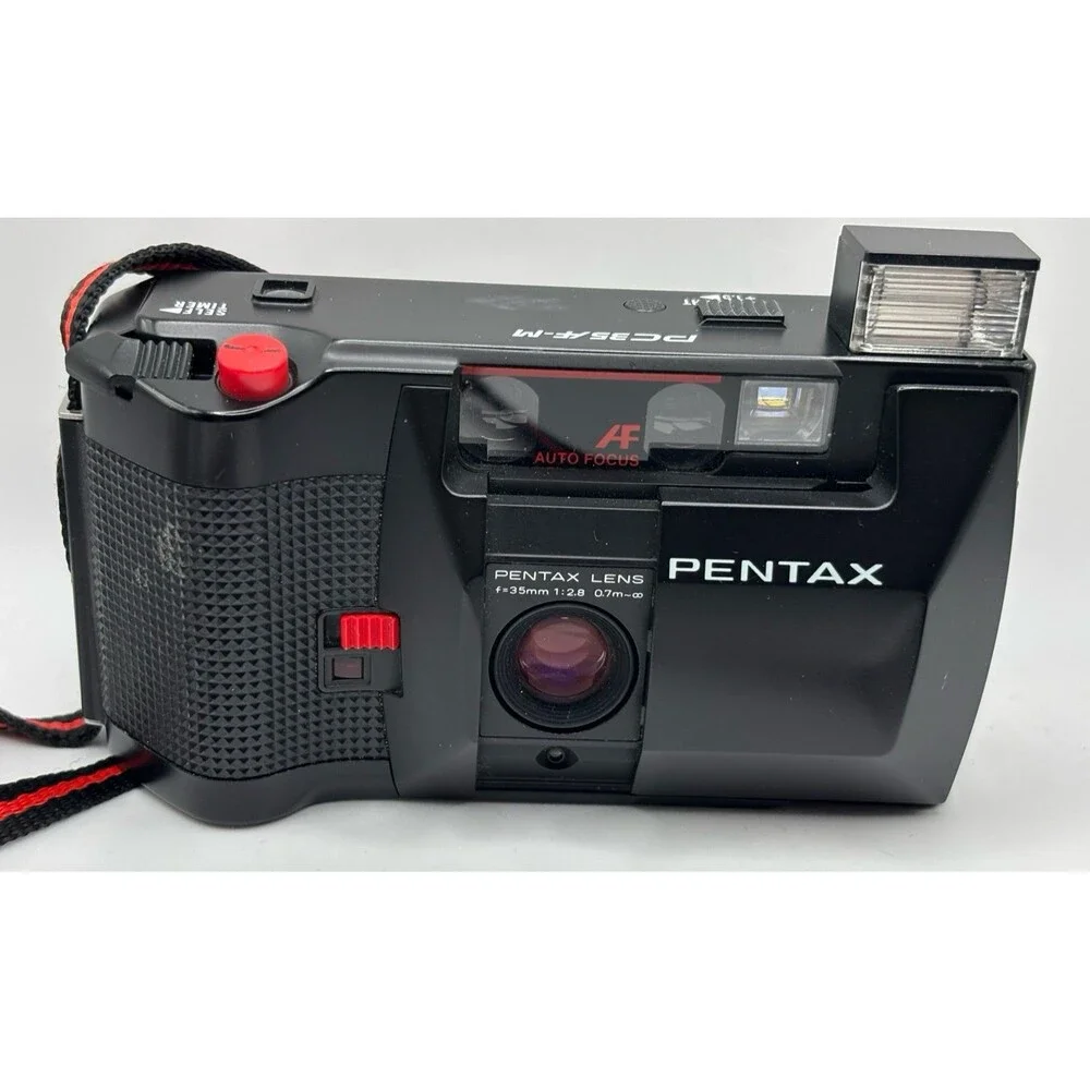 Pentax PC35 AF-M Date Point & Shoot 35mm Camera Black For Parts AS IS